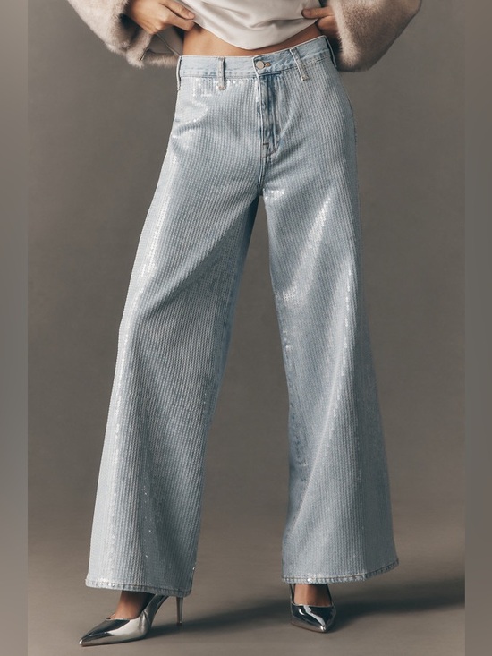 Pilcro Denim - PILCRO Sequin Skater High-Rise Wide-Leg Jeans